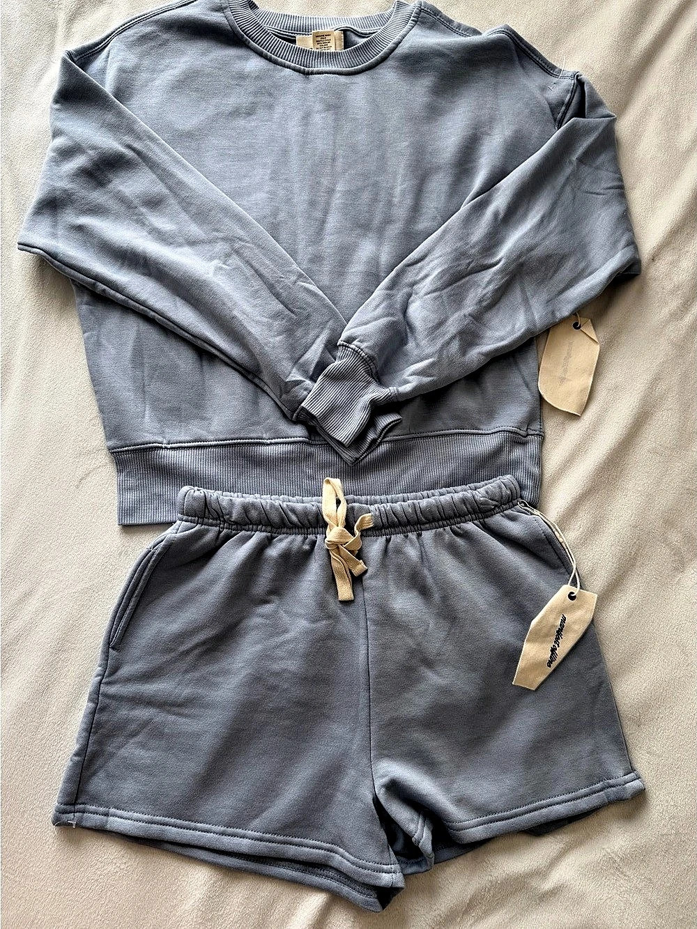 Women Small Gray Sweatshirt Shorts Set NWT